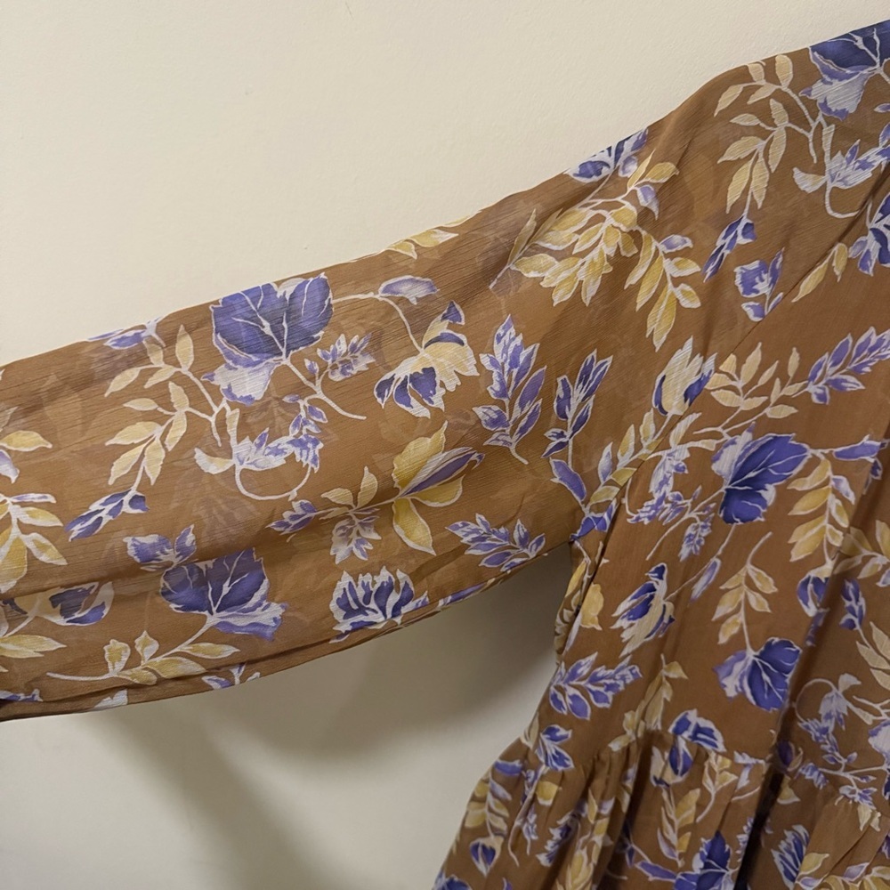 Altar'd State Womens Neutral Floral Long Sleeve Dress Size Large Fall - Picture 5 of 8